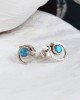 Textured Silver Stud Earrings with Opalite-STUD EARRINGS Textured Silver Stud Earrings with Opalite