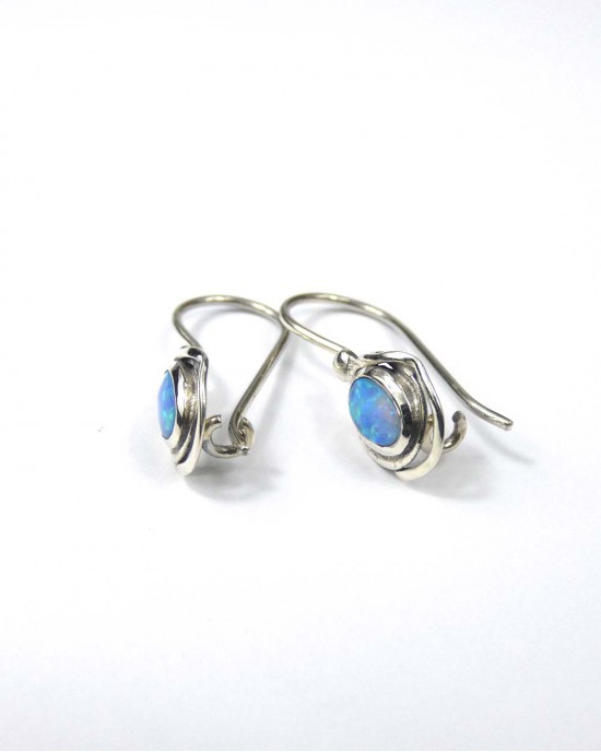 Oval Opalite Silver Hook Earrings-EARRINGS Oval Opalite Silver Hook Earrings