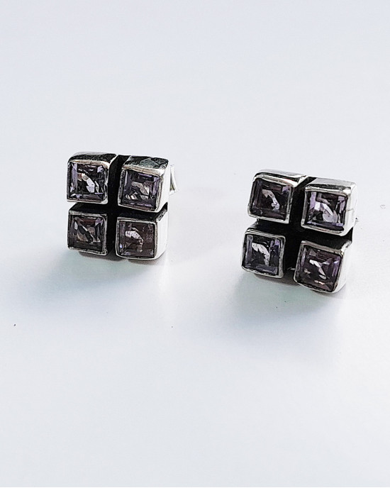 Amethyst Silver Stud Earrings