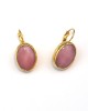 Rose Quartz Disc Earrings in 24k Gold Plate