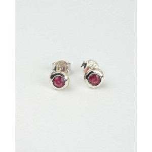 Ruby Silver Stud Earrings