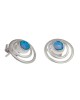 Satin Finish Silver Opalite Stud Earrings-STUD EARRINGS Satin Finish Silver Opalite Stud Earrings