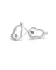 Satin Silver Diamond Stud Earrings