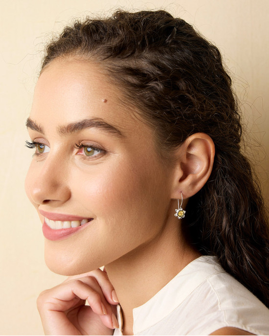 Silver, Gold Daffodil Hook Earrings Silver, Gold Daffodil Hook Earrings
