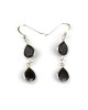 Silver Double Garnet Hook Earrings-HOOK EARRINGS Silver Double Garnet Hook Earrings