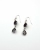 Silver Double Garnet Hook Earrings-HOOK EARRINGS Silver Double Garnet Hook Earrings