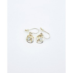 Organic Silver Hook Earrings with Cabochon Rainbow Moonstone Organic Silver Hook Earrings with Cabochon Rainbow Moonstone