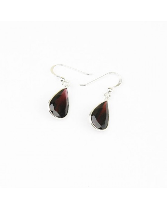 Silver Garnet Drop Earrings-DROP EARRINGS Silver Garnet Drop Earrings