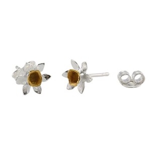 Silver Gold Plated Daffodil Stud Earrings Silver Gold Plated Daffodil Stud Earrings