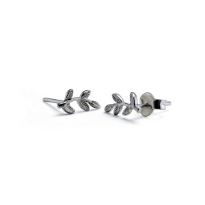 Sterling Silver Leaf Stud Earrings