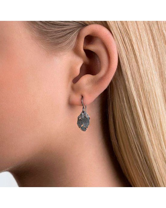 Silver Oxidised Hook Earrings-HOOK EARRINGS Silver Oxidised Hook Earrings