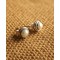 Round Pearl Silver Stud Earrings 