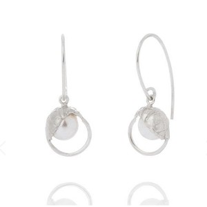 Silver Sand Crystal Pearl Earrings
