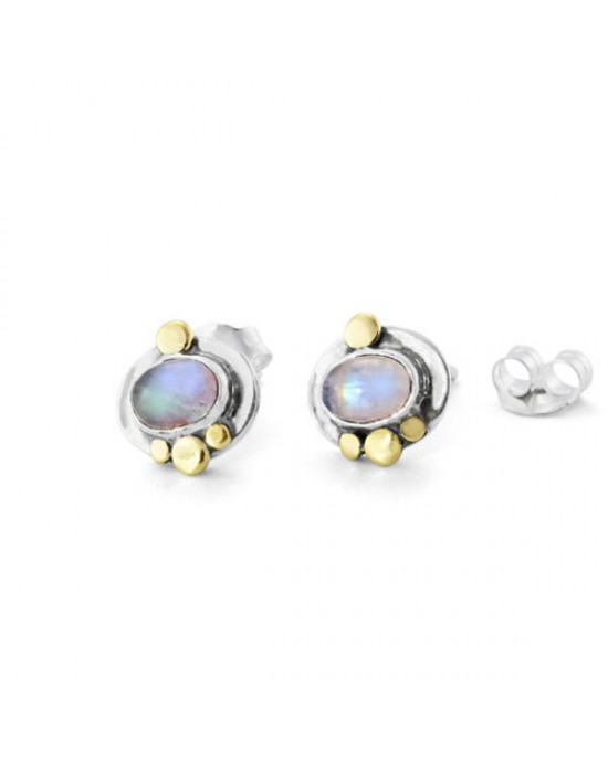 Silver Stud Moonstone Earrings