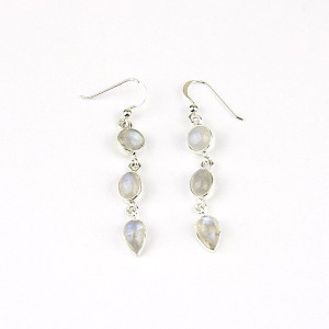 Moonstone Silver Long Drop Earrings Moonstone Silver Long Drop Earrings