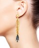 Tickle II Gold, Black Long Earrings-DROP EARRINGS Tickle II Gold, Black Long Earrings