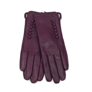 Leather Gloves in Berry Red