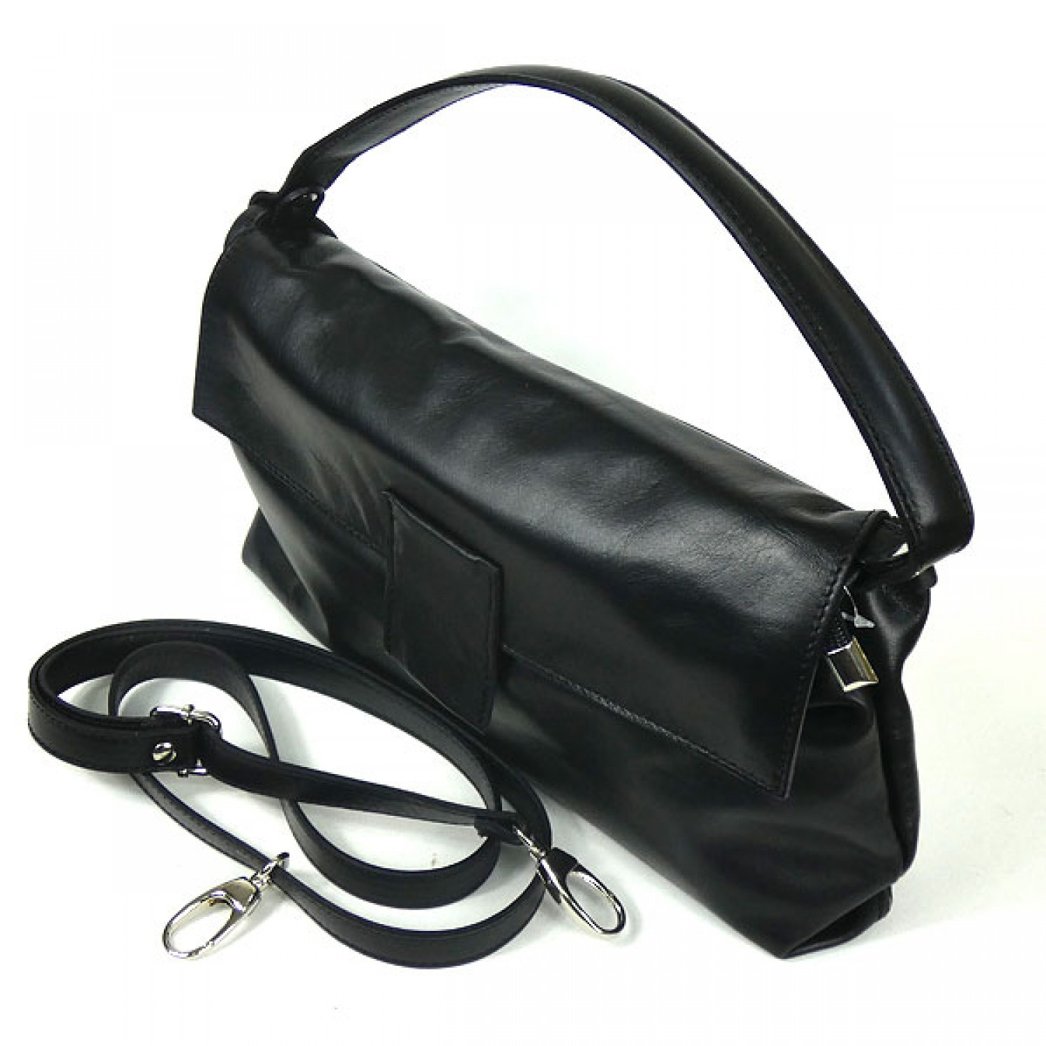 Black Italian Leather Handbag HANDBAGS 73.00