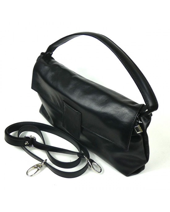 Black Italian Leather Handbag - Kiena-Jewellery