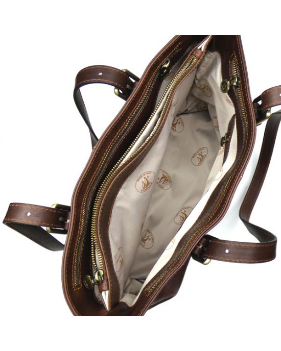 Dark Chocolate Italian Leather Shoulder Bag - Kiena-Jewellery