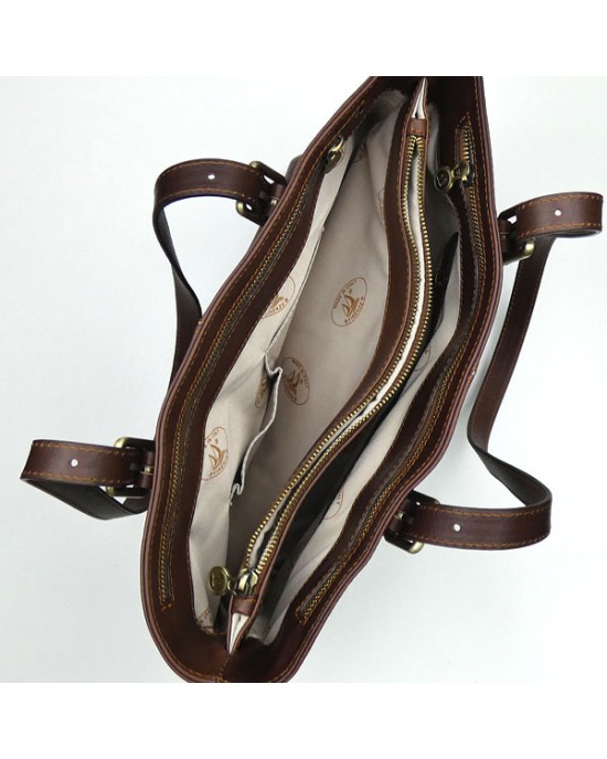 Dark Chocolate Italian Leather Shoulder Bag - Kiena Jewellery