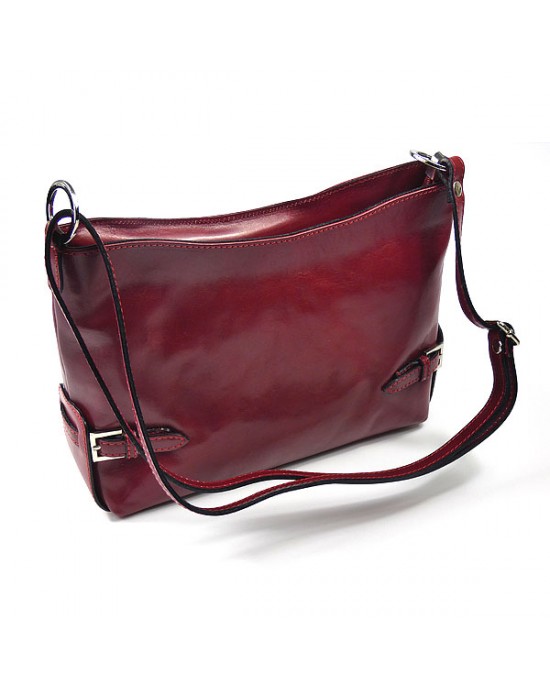 Italian Red Leather Shoulder Bag - Kiena Jewellery