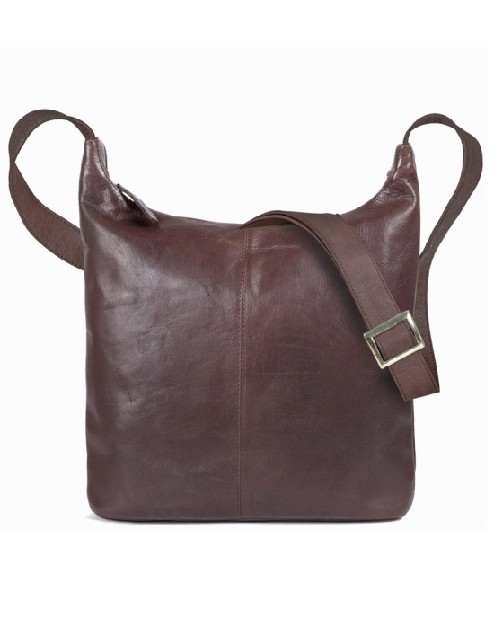 Leather Shoulder Bag, Ovalle Choco Leather Shoulder Bag, Ovalle Choco