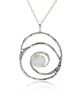 Moonstone Silver Spiral Pendant & Chain-NECKLACES & PENDANTS Moonstone Silver Spiral Pendant & Chain
