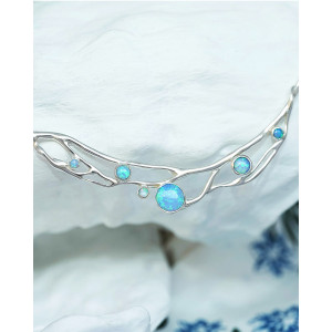 Blue White Opalite Silver Necklace