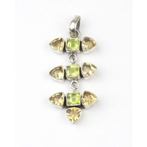 Citrine & Peridot Silver Pendant