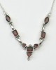 Eight Garnet Silver Necklace-NECKLACES & PENDANTS Eight Garnet Silver Necklace