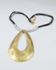 Gold & Silver Plated Metal Hollow Pear Drop Necklace-NECKLACES & PENDANTS Gold & Silver Plated Metal Hollow Pear Drop Necklace