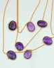 Gold Plated 3 Strand Necklace with Amethysts