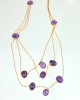 Gold Plated 3 Strand Necklace with Amethysts