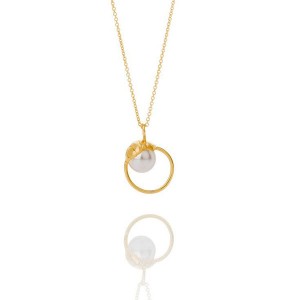 Gold Plated Silver Swarovski Crystal Pearl Pendant