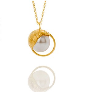 Gold Plated Silver Swarovski Crystal Pearl Pendant
