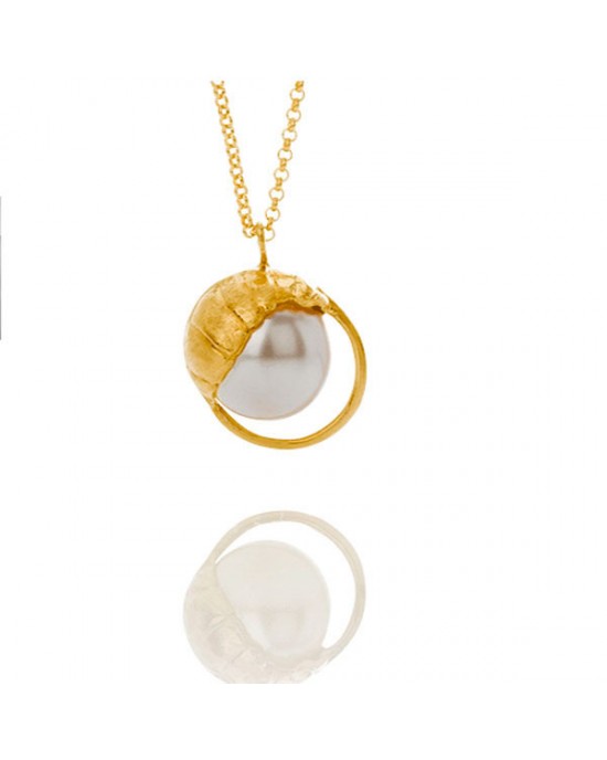 Gold Plated Silver Swarovski Crystal Pearl Pendant-NECKLACES & PENDANTS Gold Plated Silver Swarovski Crystal Pearl Pendant