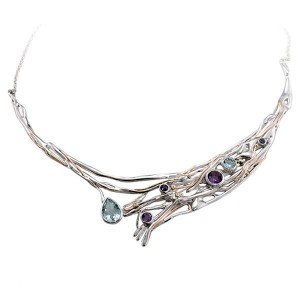 Large Silver Gemmed Necklace