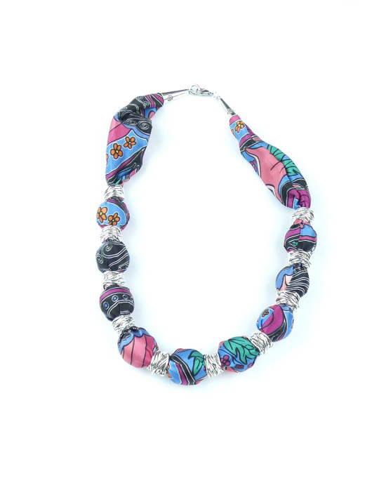 Liberty Silk Satin Bubble Necklace - Pink Nouveau Liberty Silk Satin Bubble Necklace - Pink Nouveau