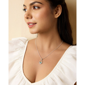 Silver and Emerald Round Pendant