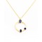 Silver, Gold Vermeil Hoop Pendant & Chain with Kyanite Stones 