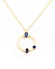 Silver, Gold Vermeil Hoop Pendant & Chain with Kyanite Stones 