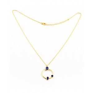 Silver, Gold Vermeil Hoop Pendant & Chain with Kyanite Stones Silver, Gold Vermeil Hoop Pendant & Chain with Kyanite Stones