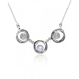 Chain Silver Round Moonstone Necklace