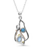 Rainbow Moonstone and Blue Opalite Silver Pendant