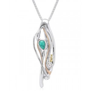 Silver Pendant with Turquoise & Pearl