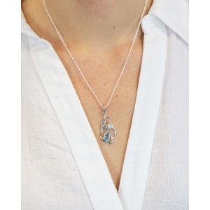 Silver Teardrop Blue Topaz & Pearl Pendant Silver Teardrop Blue Topaz & Pearl Pendant