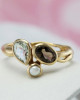 Green Amethyst, Smoky Quartz, Pearl Gold Vermeil Ring