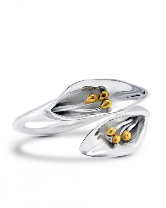 Adjustable Silver Ring, Lily design by Banyan-RINGS Adjustable Silver Ring, Lily design by Banyan
