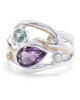 Teardrop Amethyst, Blue Topaz & Pearl Silver Ring-RINGS Teardrop Amethyst, Blue Topaz & Pearl Silver Ring